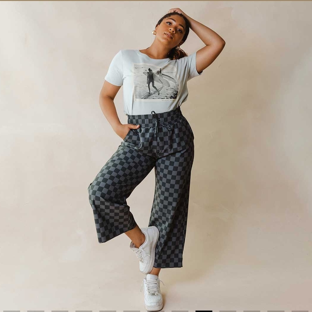 Checkered Gray Women's Pants